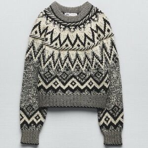 NWT Jacquard Black and White Knit Sweater size S